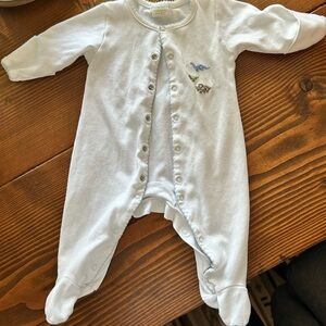 Lyda baby dinosaur footed romper, size 0-3 months